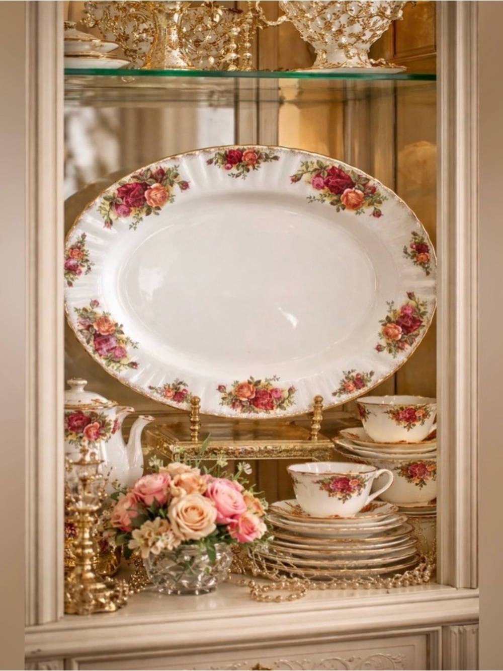 Royal Albert “Old Country Roses” Oval Serving Platter – 13.3” x 10.2” – Made in
